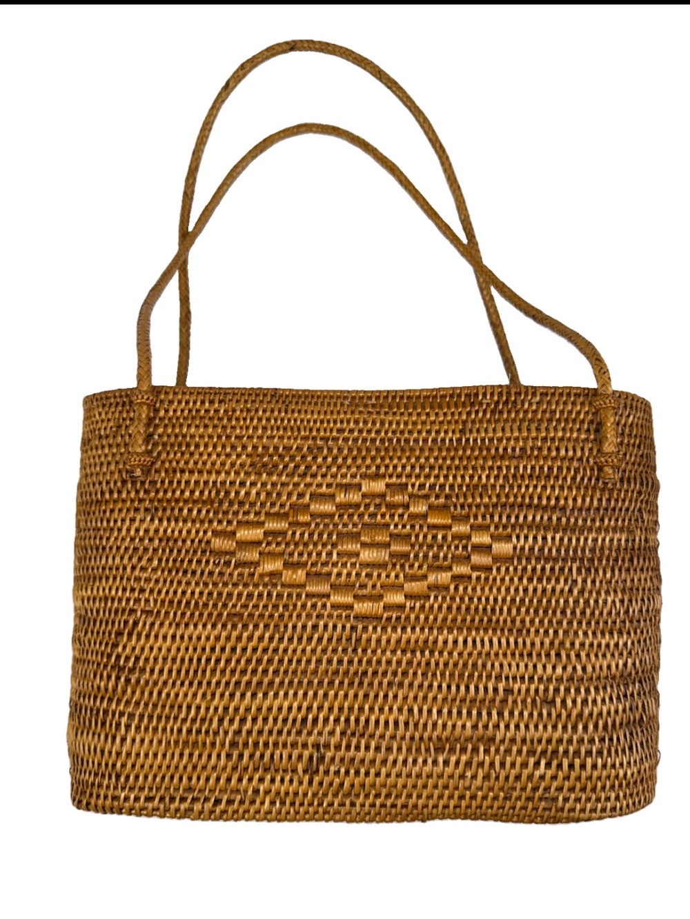 Rattan Basket Woven Tote Bag Purse Batik Lined Handmade Boho Bali Philippines